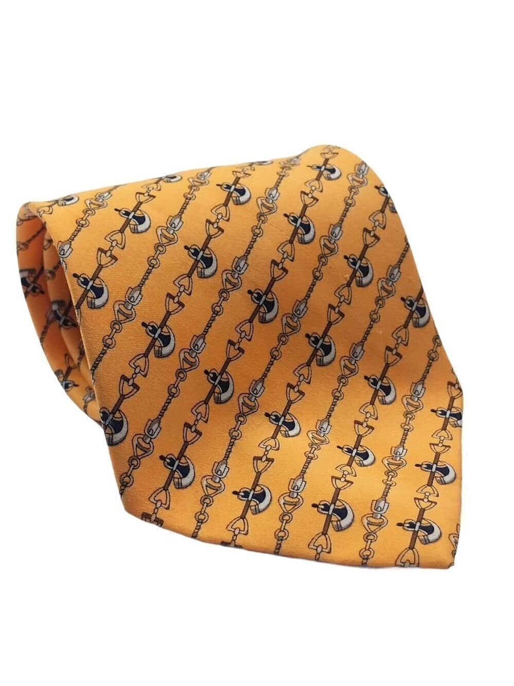 Kai Long Gold Chain Link Geometric Silk Necktie